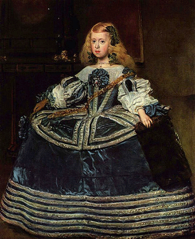 reproductie La Infanta Margarita en azul van Diego Velazquez